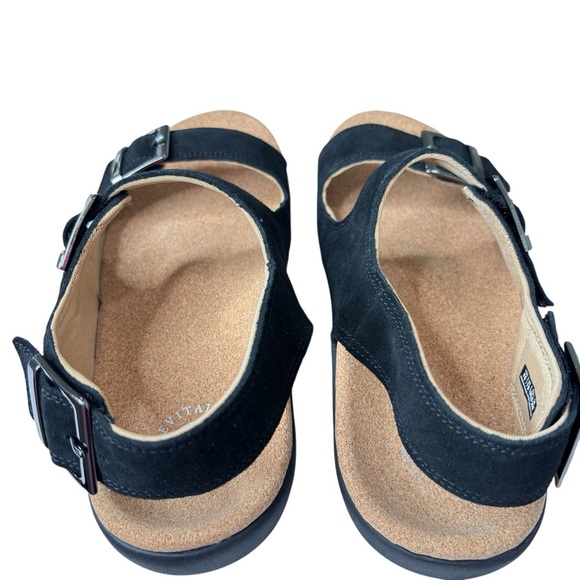 Revitalign Roma Comfort Sandals Sz 9 Orthotic Adjustable Black Suede Backstrap - Picture 12 of 14